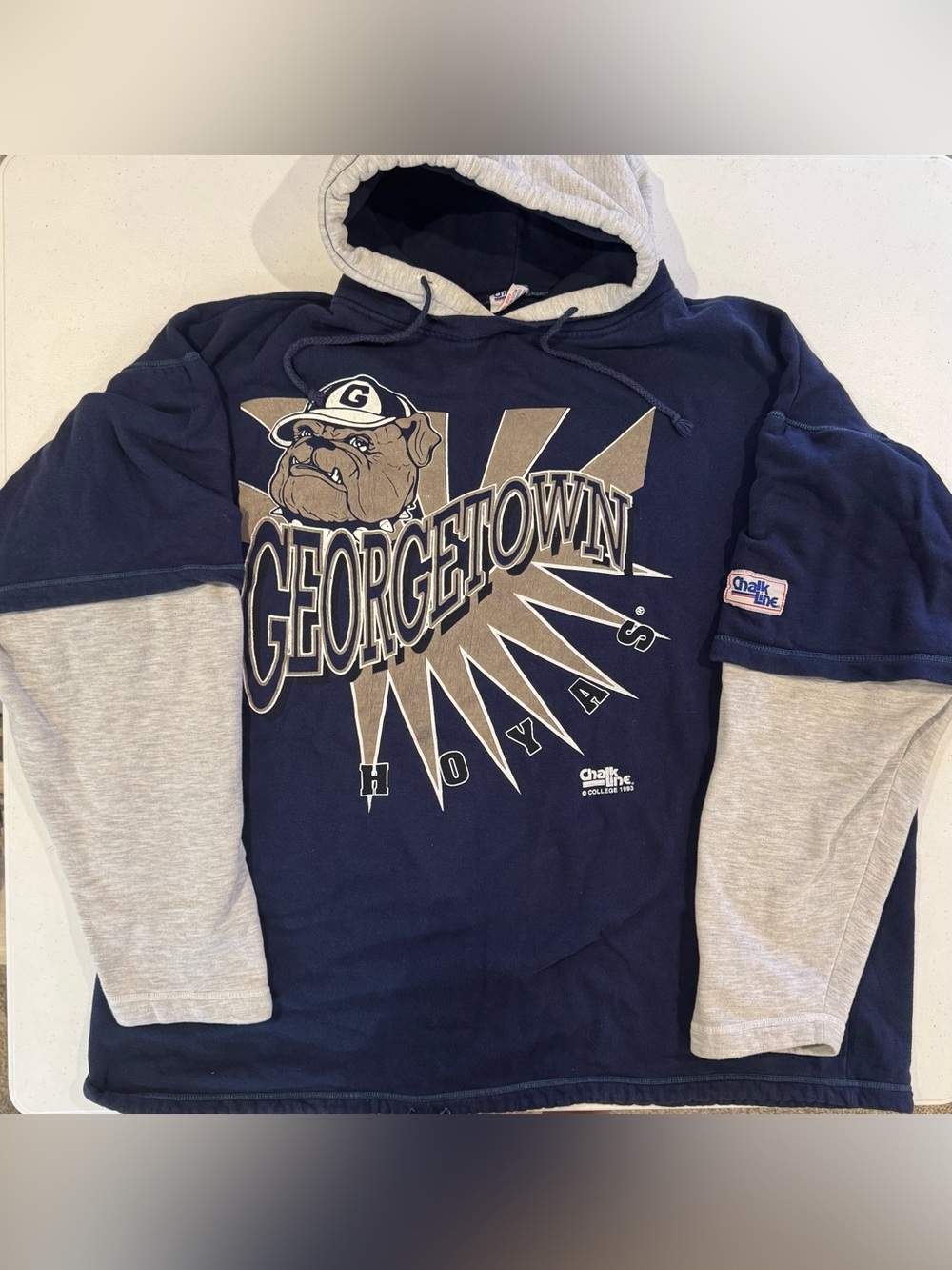 Vintage 1993 Chalk Line Georgetown Hoyas NCAA Hoodie size Large college 90’s